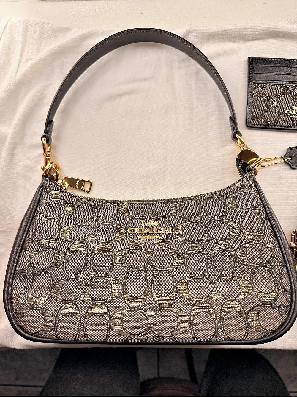 Coach Signature Hobo Bag Brown & Black Like New
